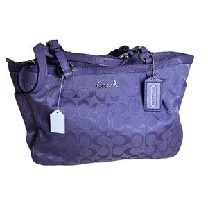 Coach (2011) Signature Gallery East West Plum Purple Tote Shoulder Handbag Y2K